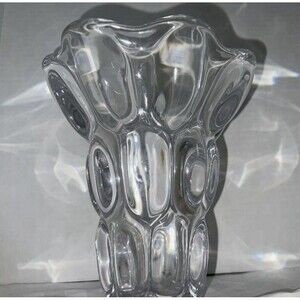 VANNES LE CHATEL FRANCE Original Vintage Signed Crystal Glass Vase